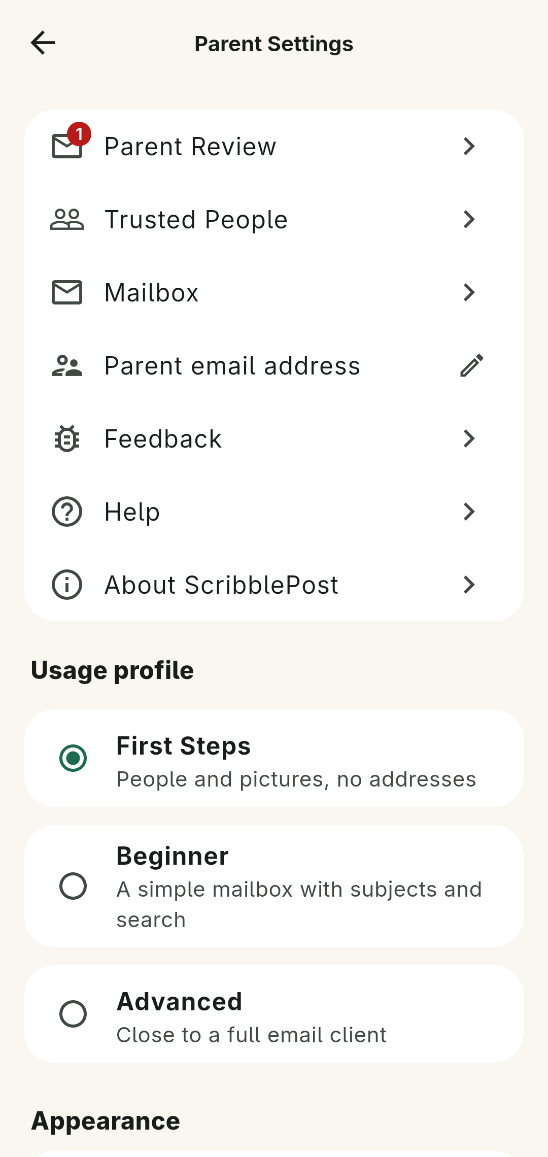ScribblePost — Parent review (smartphone)